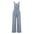 thumbnail image 4 of SELONE Jumpsuits for Women Casual Summer Denim Wide Leg Jean Bandage Long Pant Sleeveless Ladies Travel Comfortable Vacation Womens Jumpers and Rompers Casual Solid Color Light Blue XXL, 4 of 9