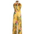 thumbnail image 3 of Monos de mujer con escote en V profundo y estampado con cordones y espalda descubierta, mono de pierna recta suelto para primavera y verano, amarillo XL, 3 of 6