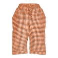 thumbnail image 6 of Multi-Color Pockets Gingham Capri Pants for Women Cotton Linen Blend Drawstring Waist Loose Fit Trousers Breathable for Casual Outings and Beach Trips, 6 of 8
