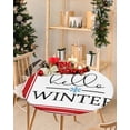 thumbnail image 2 of Fitted Round Tablecloths Table Covers 55-60in,Snowflake Hello Winter Waterproof Elastic Edged Table Cloth for Kitchen Dining Holiday Party Tables Decor,White Red Minimalist Lines, 2 of 6