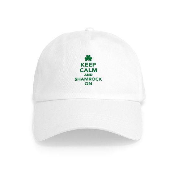 CafePress - Keep Calm And Shamrock On Cap - Adjustable 100% Brushed Unisex Casual Cotton Baseball Cap, Beige, 1