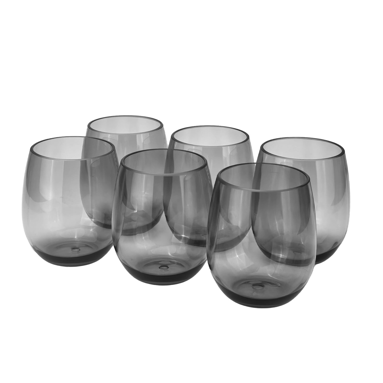 yongzhenlite Set of 6 Acrylic Wine Glasses, 20-ounce Plastic Tumbler for Home Party Use,BPA Free,Dishwasher Safe (Grey)