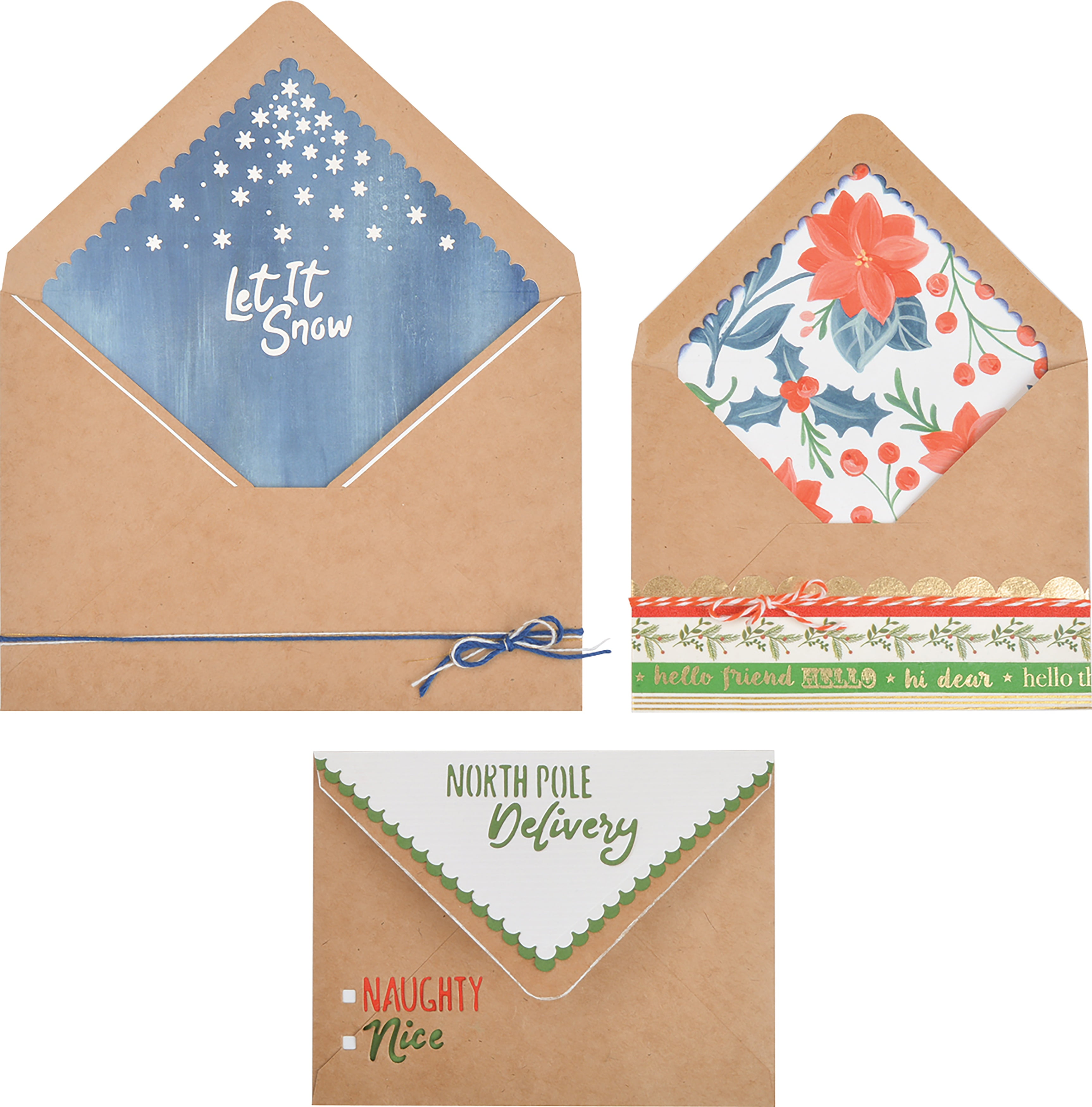 Sizzix Framelits Die Set 10PK Envelope Liners A2 & A7 Christmas by