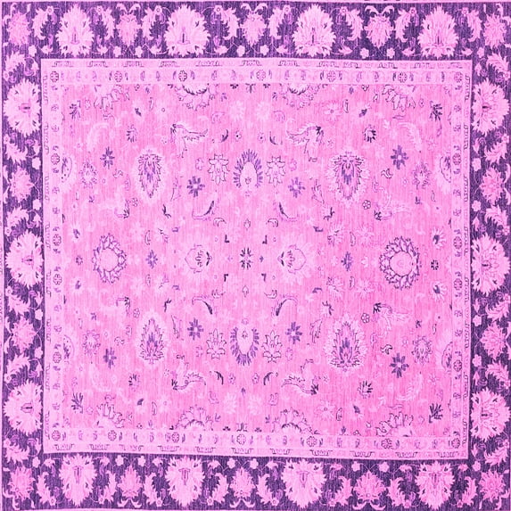 Ahgly Company Indoor Square Oriental Pink Traditional Area Rugs, 6' Square