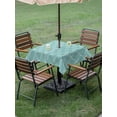 thumbnail image 4 of Outdoor Tablecloth with Umbrella Hole for Patio/Picnic/Party/Camping, Turquoise Moire Waves Waterproof Table Cloth Square Cover Washable, Modern Abstract Art Geometric (54"x 54"), 4 of 8