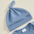thumbnail image 5 of Cjfdfy Newborn Baby Boy Girl Fall Outfit Hello I'm New Here Print Long Sleeve Ribbed Romper And Hat Infant Cute Coming Home Fall Winter Outfit 0-6 Months, 5 of 9