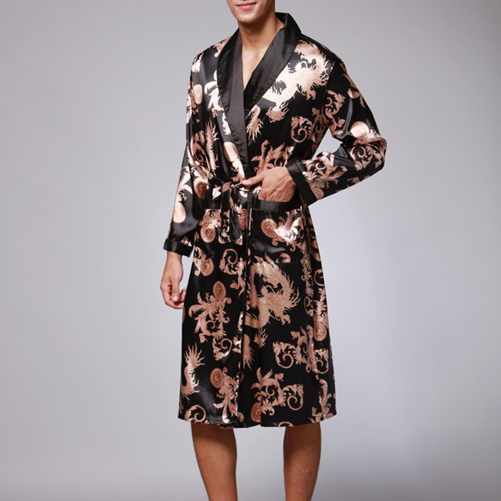 Sexy Genuine Silk Men's Sleeping Robes 100% Silkworm Silk Sleepwear Male  Fashion Long-Sleeve Bathrobe High Quality Kimono 13167 - AliExpress