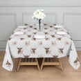 thumbnail image 3 of White Highland Cow Flower Pattern Square Tablecloth,Waterproof Square Table Cover,Wipeable Spillproof Washable Table Cover for Home Kitchen Party Decor 42"X42"(107x107cm), 3 of 6