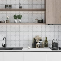 Elysian 11 x 11 in. Polished White, Gray Marble, Glass Mosaic Floral, Star Wall and Floor Tile (4.28 sq ft/case) - 5 Pack