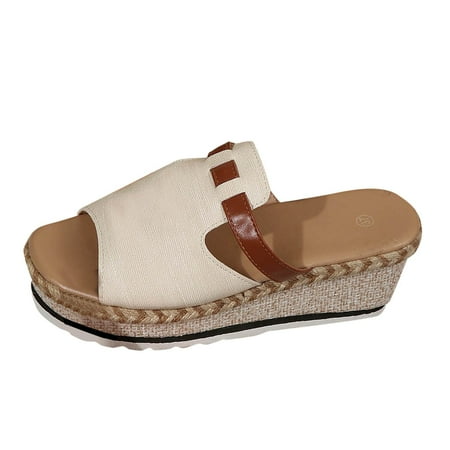

Sandals Women Beach Wedge Slippers Spring And Summer Versatile Thick Sole Half Slippers Comfortable Shoes