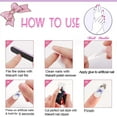 thumbnail image 4 of Apuakthei 24 piezas de uñas postizas con punta francesa cortas con diseños, uñas postizas tipo ataúd con pegamento, uñas postizas de bailarina con cobertura total para mujeres y niñas, 4 of 6