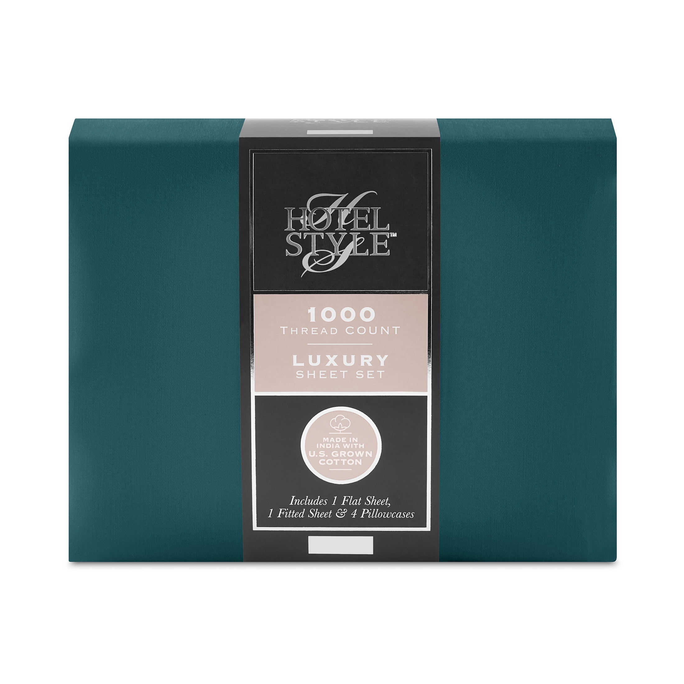 Hotel Style 6-Piece 1000 Thread Count, Dark Green, U.S. Grown Cotton Rich Blended Luxury, Bed Sheet Set, King