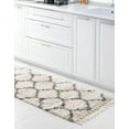 thumbnail image 5 of Unique Loom Hygge Shag Collection Area Rug - Trellis (2' 7" x 8' 2" Runner Ivory/Gray), 5 of 7