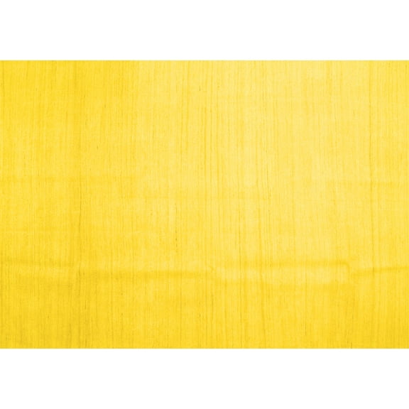 Ahgly Company Machine Washable Indoor Rectangle Solid Yellow Modern Area Rugs, 5' x 7'
