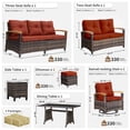 thumbnail image 3 of MEISSALIVVE 8 Pieces Patio Furniture Set with Dining Table, Outdoor Wicker Conversation Set with 3-Seat & 2-Seat Sofas, Wood Armrest Swivel Chairs, 2 Ottomans, Red, 3 of 10