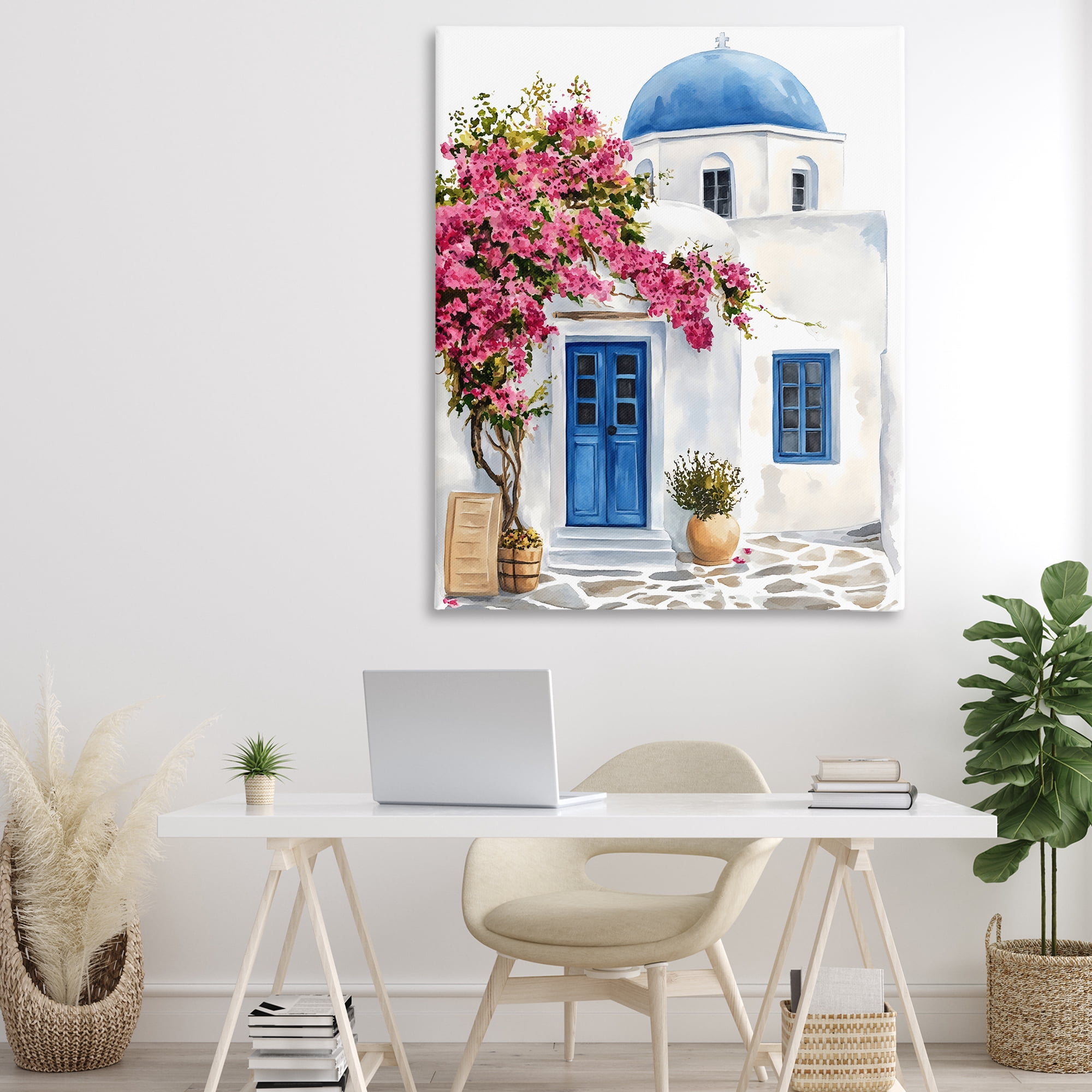 Stupell Industries Santorini House with Bougainvillea Canvas Wall Art, design by LSR Design Studio