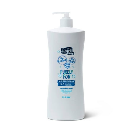 Suave Kids Purely Fun Moisturizing 3-in-1 Shampoo Conditioner & Body Wash with Mild Clean Scent  28 fl oz (One Pack) 