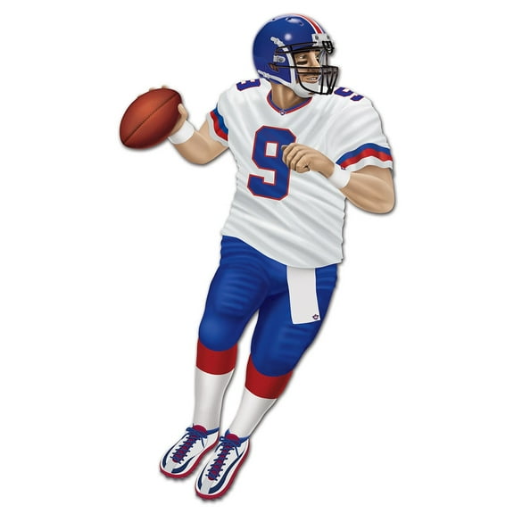 Club Pack of 12 White and Blue Jointed Football Quarterback Cutout Decors 69"