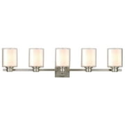 Design House 556175 Oslo Traditional 5-Light Indoor Dimmable Bathroom Vanity Light with Double Glass Shades for Over the Mirror, Satin Nickel