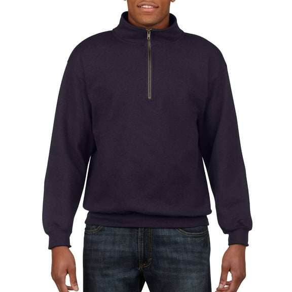 Gildan Men's and Big Men's 1/4 Zip Cotton Cadet Collar Sweatshirt, up to 2XL