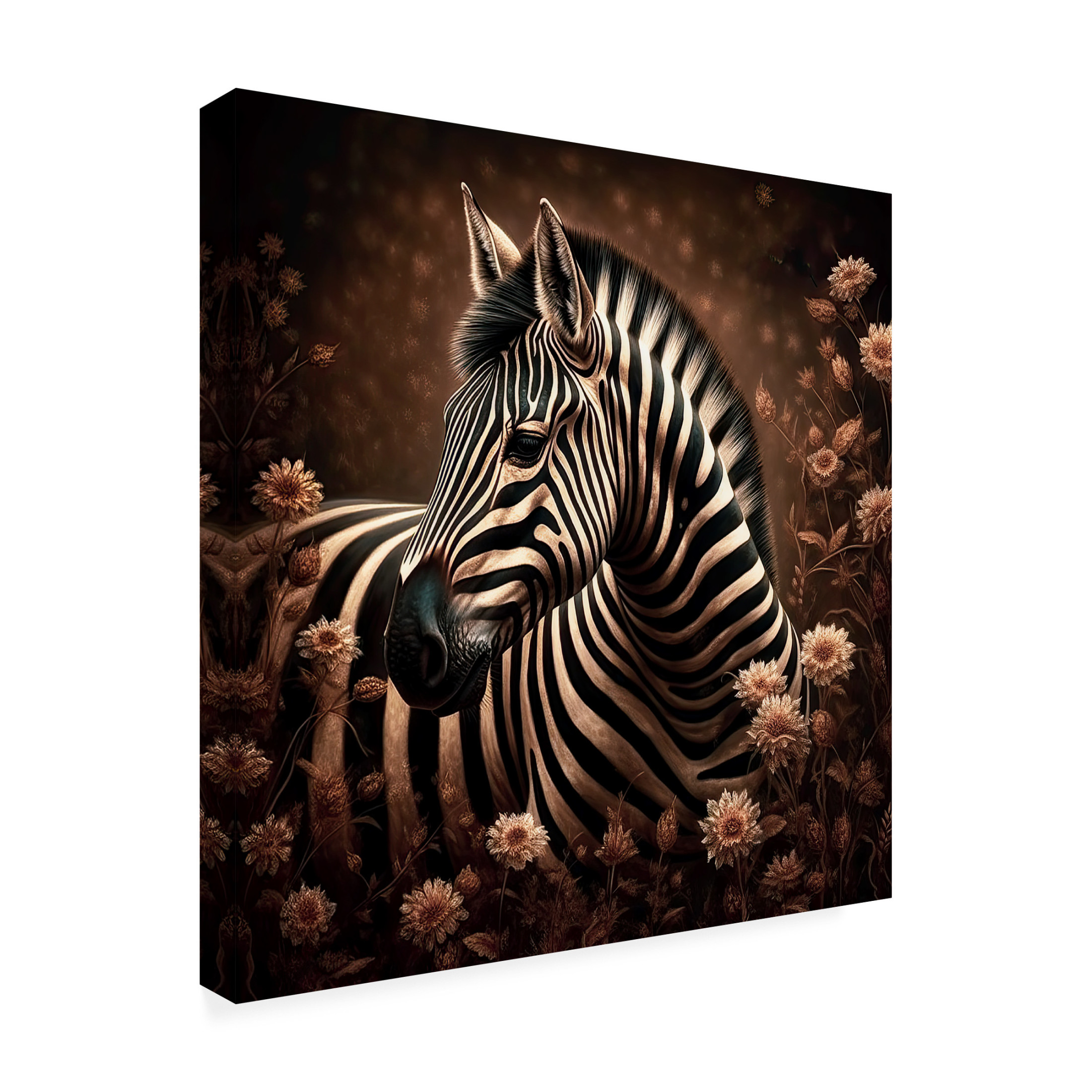 Canvas Wall Art - Sasha 'Zebra Portrait' Wall Art for Living Room, Bedroom, or Office Décor by Trademark Fine Art - 14 x 14 Inches