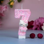 hello kitty 3D Number Cake Decorating Candle - Fun Shaped Candles for Kids Birthday Party, Cake Topper Decoration with Anime Style Design, Great Gift for Birthday Celebrations