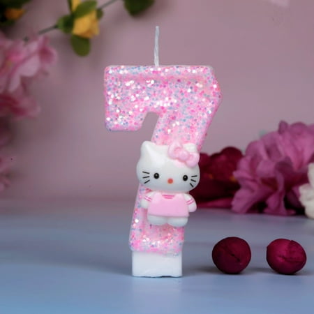 hello kitty 3D Number Cake Decorating Candle - Fun Shaped Candles for Kids Birthday Party, Cake Topper Decoration with Anime Style Design, Great Gift for Birthday Celebrations