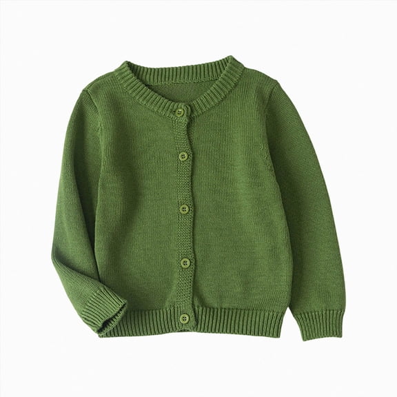 Cdudpw Girls Long Sleeve Cardigan Kids Casual Open Front Chunky Sweater Fall Outerwear(M230-Green)