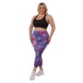 thumbnail image 2 of Plus Size High Waist Tummy Control Sports Leggings With Side Pockets - Blue  Pink Galaxy, 2 of 9