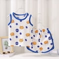 thumbnail image 2 of CAUYDY Baby Toddler 9M 12M 18M Boy Girl Summer Outfit Pajamas Set 2-Piece Soft Sleeveless Top and Shorts 3T-6T Kids Loungewear (Sizes 4-5 Years,L4-Blue), 2 of 9