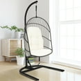 thumbnail image 1 of Costway Chaise Oeuf Suspendue en Osier avec Coussin de Support Pliable Extérieur Intérieur Beige, 1 of 10