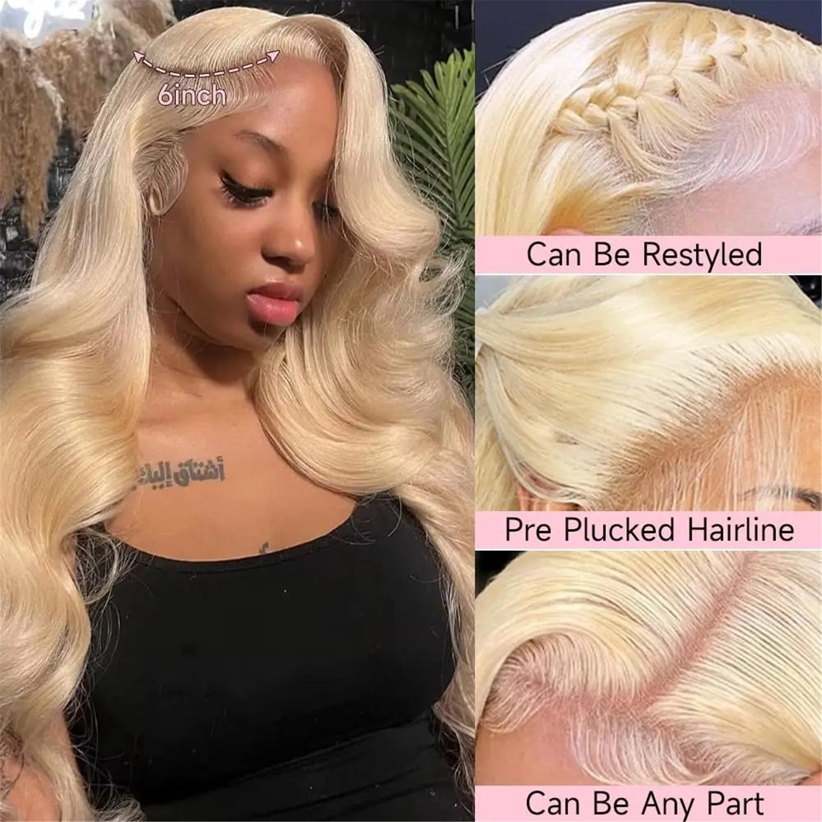 13x6 Body Wave Lace Front Wigs Human Hair 200 Density HD Transparent Pre Plucked Wig