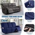 thumbnail image 4 of Recliner Sofa Slipcover, 3 Pieces Polyester Fabric Stretch Sofa Covers for 3 Seat Reclining Couch, Soft Washable Furniture Protector with Pockets (3 Seat, Dark Blue), 4 of 14
