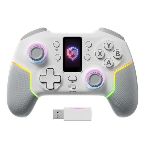 ECHTPower Wireless PC Gaming Controller with TFT Screen, Hall-Effect Joysticks No Drift, 1000Hz Polling, Dual Hall Triggers, Turbo & RGB, Multi-Platf