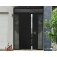 thumbnail image 2 of Front Exterior Prehung Steel Door / Cynex 6777 Black / 2 Side and Top Exterior Window / Stainless Inserts Single Modern Painted-W12+32+12" x H80+16"-Left-hand Outswing, 2 of 6