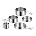 thumbnail image 4 of Olla de Camping, utensilios de cocina para acampar, cacerola con mango ergonómico, olla de cocina, olla para el hogar, senderismo, restaurante al aire , 5 piezas 5 piezas incluyen taza de 7 cm Macarena Olla de cocina, 4 of 8