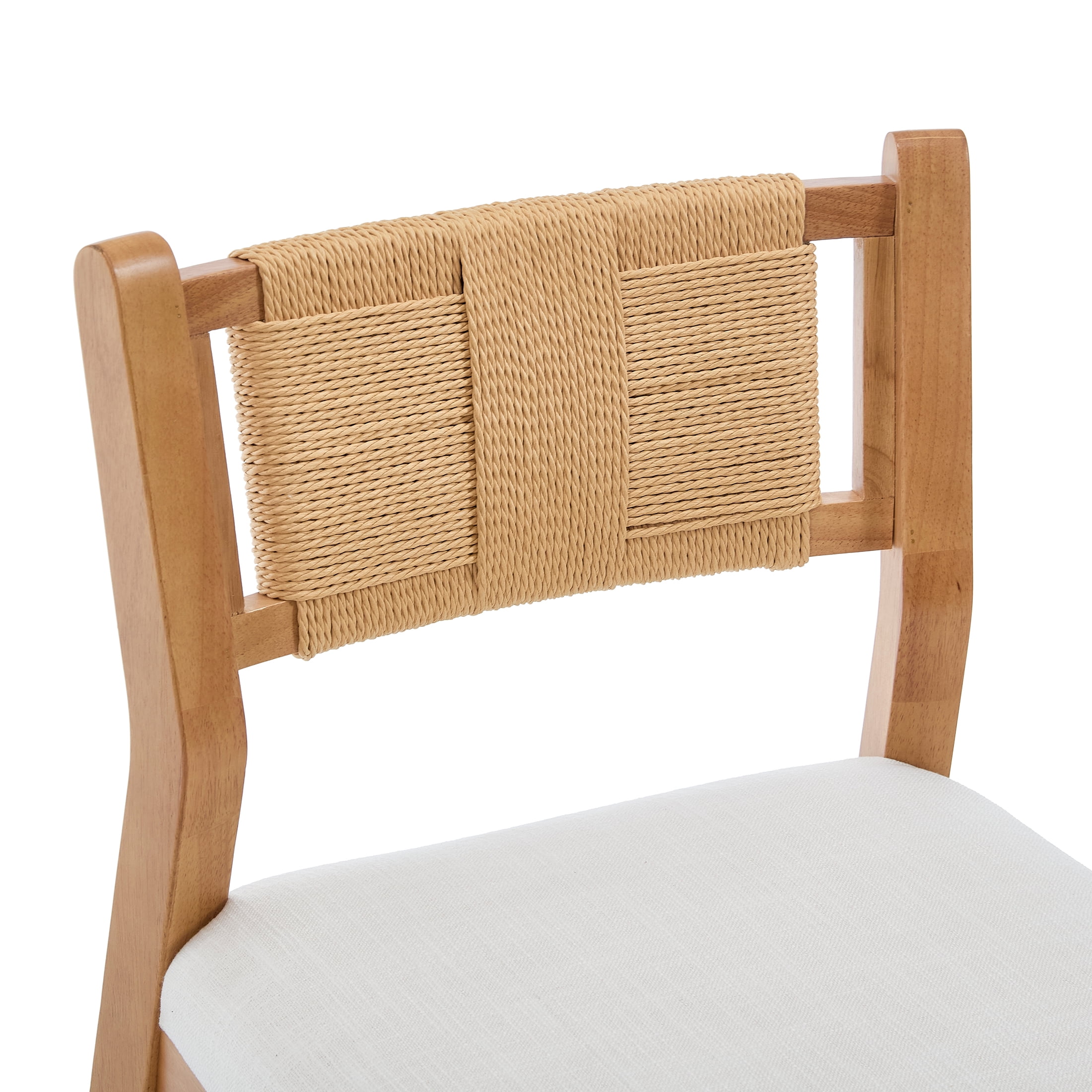 Guyou 26" Rattan Barstools Set of 4, Boho Solid Wood Counter Height Bar Stools, Linen Upholstered Kitchen Island Chairs for Dining Room Bar, Beige