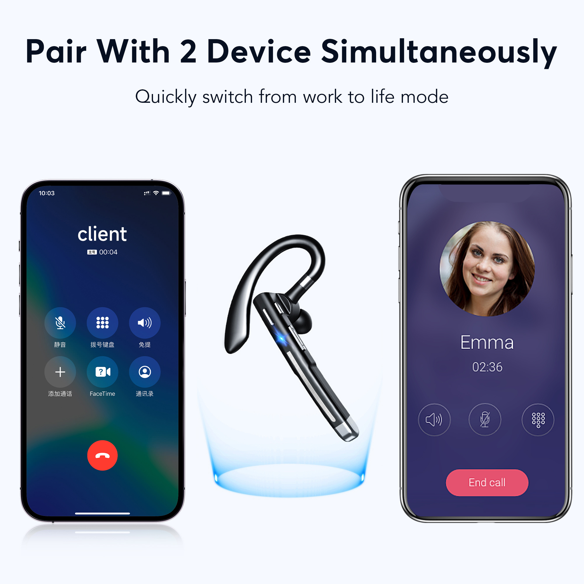 Single-Ear Bluetooth Business Earbud, Wireless Single Headset, 120-Hour Standby Time & 500mAh Battery, HD Noise-Cancelling Microphone For Truck Drivers, Fitness Enthusiasts & Outdoor Use, Comfortable
