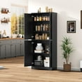 thumbnail image 3 of 70" Kitchen Pantry Cabinet, Freestanding Storage Cabinet with 4 Doors and Shelves, Tall Large Wood Storage Cabinet for Bathroom, Dining Room, 3 of 9