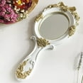 thumbnail image 5 of TuseyRxln Handheld Mirror Vanity Makeup Mirror Travel Princess Metal Cosmetic Mirror Portable Embossed Mirrors Decorative White, 5 of 5