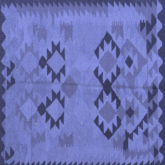 Ahgly Company Indoor Square Southwestern Blue Country Area Rugs, 6' Square