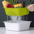 thumbnail image 7 of PuSpu 21x19.5x7cm Green Plastic Kitchen Drainer Basket 1Pcs Food-Safe Space-Saving Organizer for Vegetables Pasta Prep Home, 7 of 7