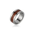 thumbnail image 1 of Genuine Hawaiian koa wood wedding band ring titanium sterling silver border 8mm size 8.5, 1 of 2