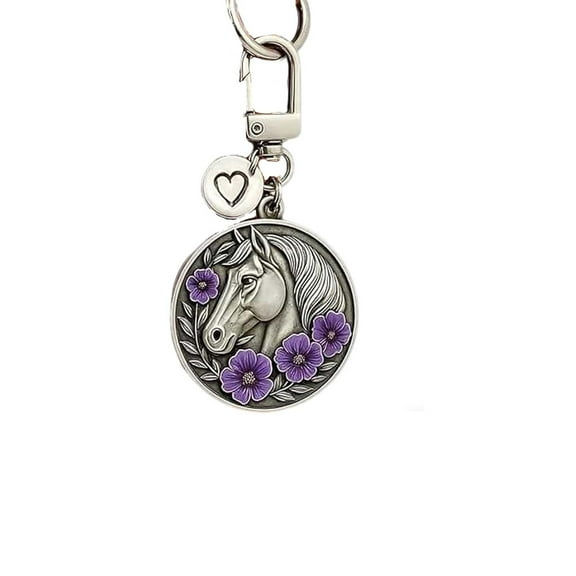 Exquisite Purple Horse Head Decorative Keychain Commemorative Pendant