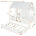 thumbnail image 3 of Harper & Bright Designs House Bed with Trundle Twin House Bed, Wooden Platform Bed Frame with Headboard and Roof for Girls Boys, White, 3 of 10