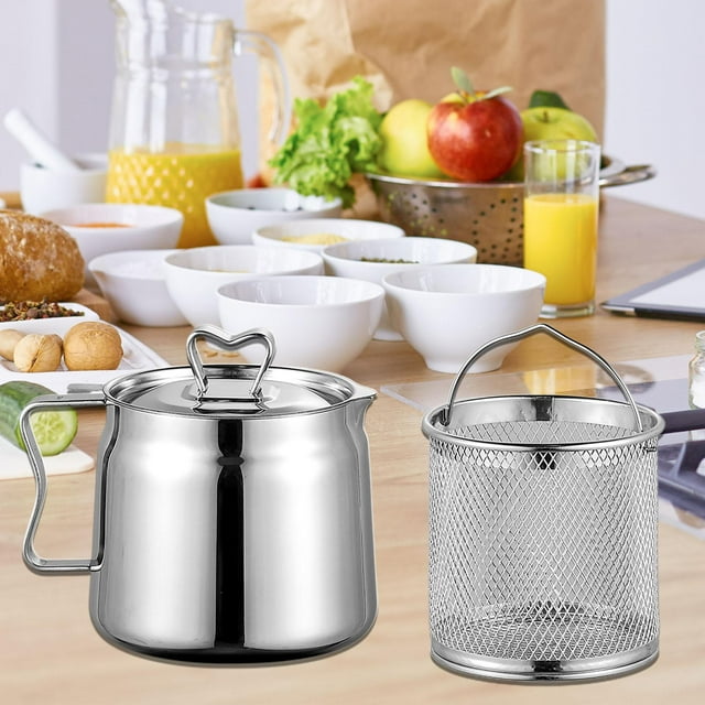 Stainless Steel Deep Fryer Pot Keepers for Cooking Oils Storage Baking 1.5L