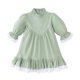 thumbnail image 1 of Odeerbi Niñas Vestido Manga Larga A-Line Primavera Verano Vestido Ruffle Princesa Color Sólido Dulce Cuello Redondo Vestido Manga Farol, 1 of 4