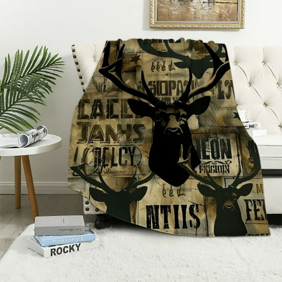 ONETECH Deer Camo Blanket Deer Throw Blankets Gifts for Men Boys Dad Plush Cozy Flannel Ultra Soft for Bed Couch Sofa