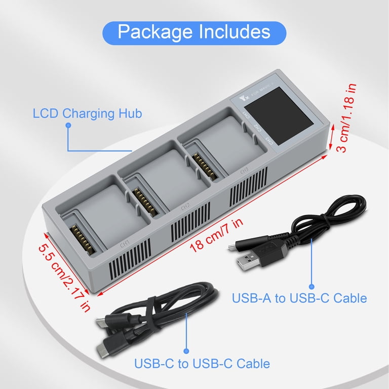 65W GaN Portable Charger For DJI Air 3 - Fits Inside Battery Hub, Fast PD Charging For Drone & Phones