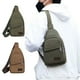 thumbnail image 1 of Mochila bandolera con bolsa de lona para hombres y mujeres - 30x17x5cm, verde militar o café, poliéster, correa ajustable, viaje y senderismo, 1 of 6